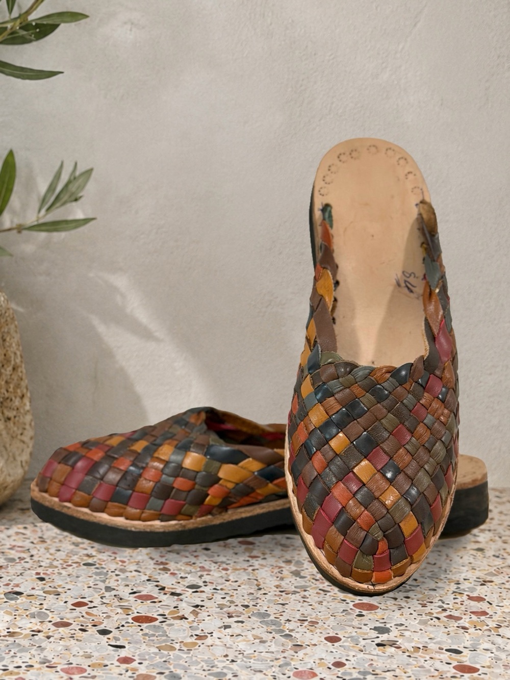 NWOT HandWoven Multicolor Leather Mule Shoes - Women. Made in Brazil (8)